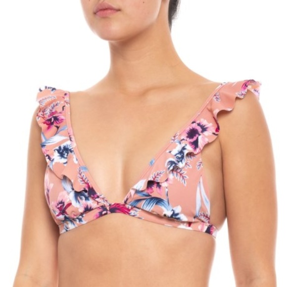Tori Praver Other - Tori Praver Pink Floral Ruffle Bikini Set